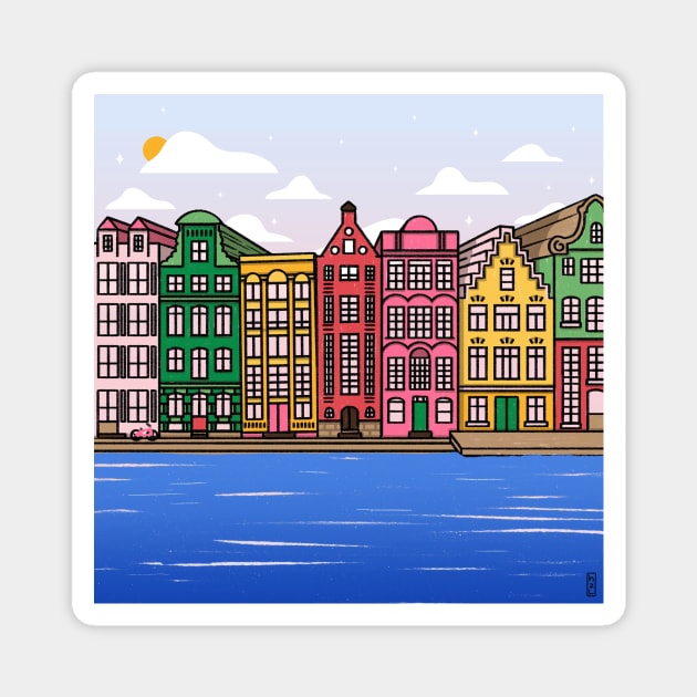 Amsterdam Dutch Houses Magnet by hazal kirikci