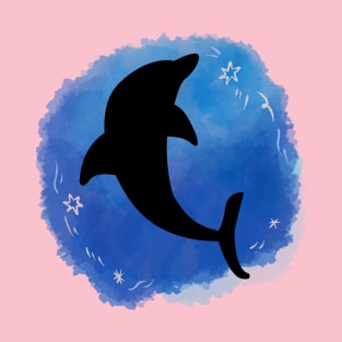 watercolor with dolphin silhouette T-Shirt