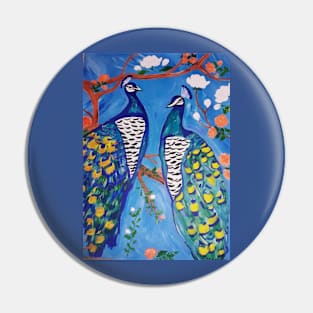 Two Peacocks Pin