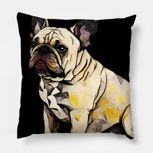 Geometric French Bulldog No. 3: Dark Background (on a no fill background) Pillow