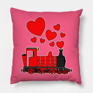 Valentines Day Steam Train Anniversary Engagement Railroad Enthusiast Pillow