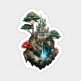 Fantasy Magical Castle at the top of a rocky crystal hill Magnet