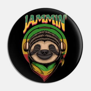 Reggae Sloth with Headphones – Jammin' Pin