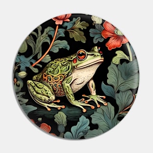 Frog in Forest | William Morris Inspired Art | Nature Artwork Pin