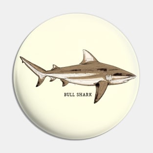 BULL SHARK Vintage Art Sketch for the Ocean Lovers Anglers and Fisherman Pin