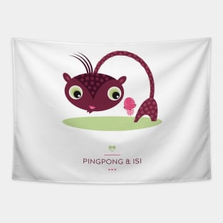 Illustration Nursery Little Monster - Pingpong and Isi Tapestry