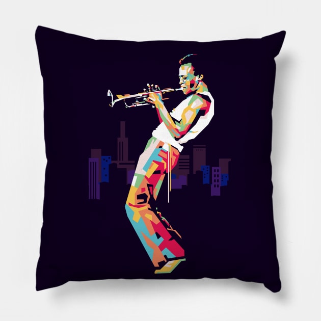 jazzman with horn wpap pop art Pillow by BAJAJU