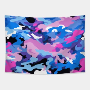 Pink Blue Camo Pattern Tapestry