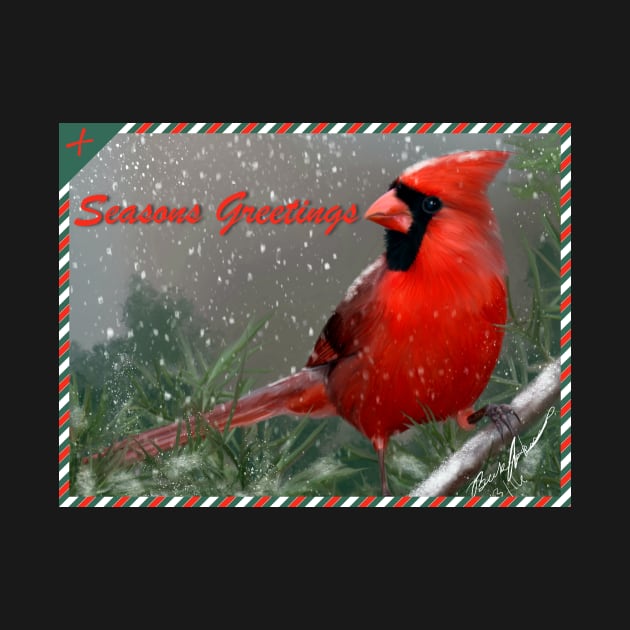 Seasons Greetings Cardinal by BHDigitalArt