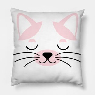 Cute Pink and white Cat face Pillow