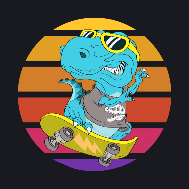 Skater Dinosaur TRex by Foxxy Merch