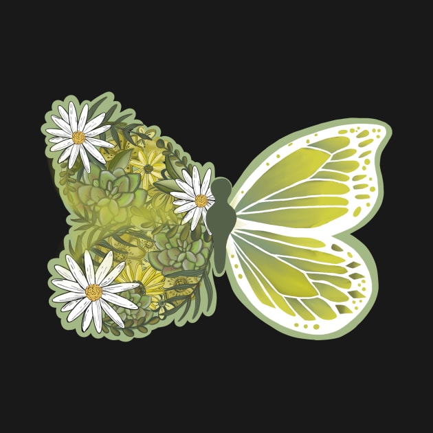 Floral butterfly design- succulents and daisy sticker by Richardsonh25