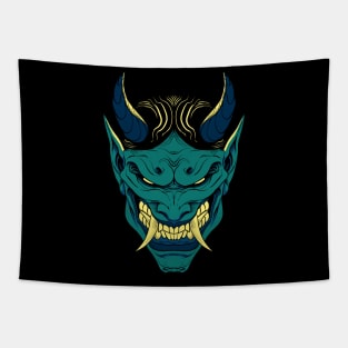 Green Oni Mask Tapestry