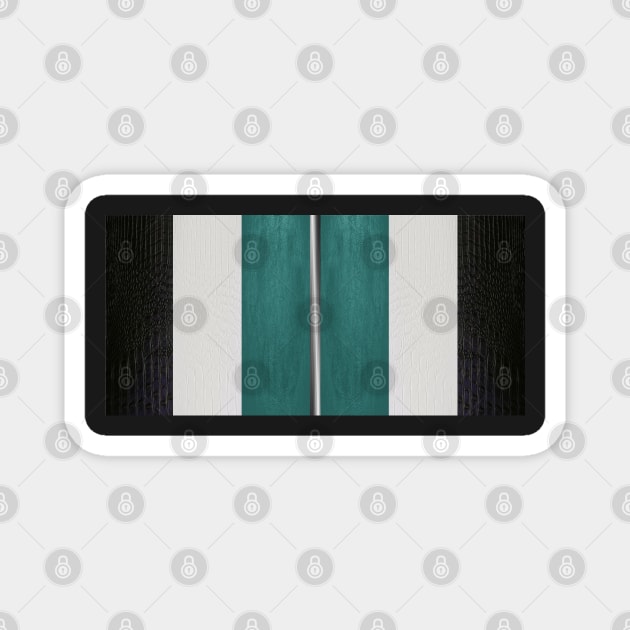 Silver, Teal, Black and White Textures Magnet by AmazingCorn