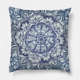 Indigo Medallion with Butterflies & Daisy Chains Pillow