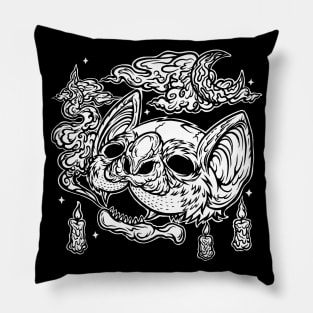 Bat Skull b/w Pillow