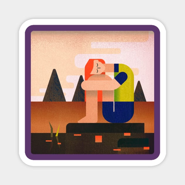 Alyonushka. Flat design based on folk tales Magnet by Andrew Turtsevych Art