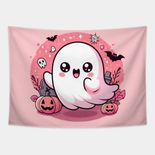 Spooky cute Halloween Ghost by Strange Dollz Boudoir Tapestry