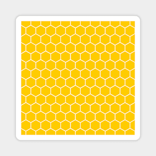 Honey-comb Yellow-Orange Hexagon White Outline Simple Pattern Magnet