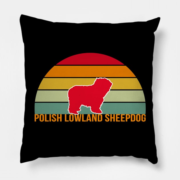 Polish Lowland Sheepdog Vintage Silhouette Pillow by khoula252018