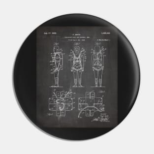 Parachute Pack Patent - Sky Diving Art - Black Chalkboard Pin