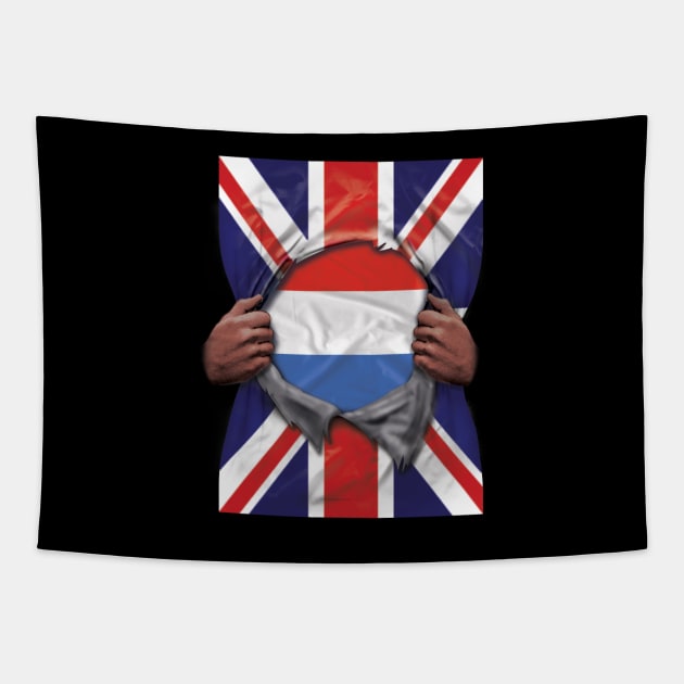 Netherlands Flag Great Britain Flag Ripped - Gift for Dutch From Netherlands Tapestry by Country Flags