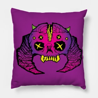 Neon Demon Skull Pillow