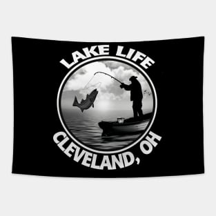 Lake Life Cleveland Ohio Fishing Boat Bass Walleye Tapestry