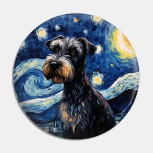 Standard Schnauzers Painted in The Starry Night style Pin