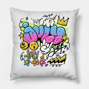 July Graffiti Doodle Pillow