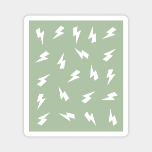 Sage Green and White Lightning, Thunder, Bolts Pattern Magnet