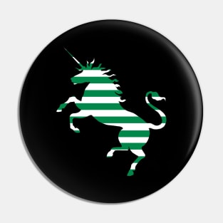 Glasgow Celtic Football Club Green and White Hooped Unicorn Silhouette Pin