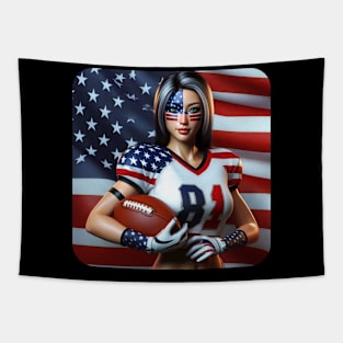 American Woman NFL Football Player #18 Tapestry