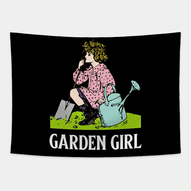 Gardening Lover - Vintage Garden Girl Tapestry by Whimsical Frank