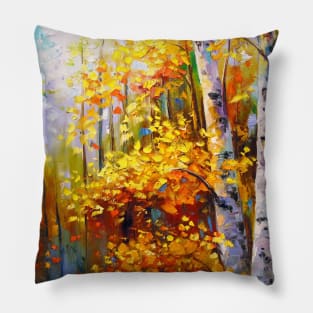 Birch in the forest Pillow