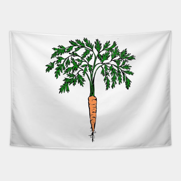 Carrot plant illustration Tapestry by Pieartscreation