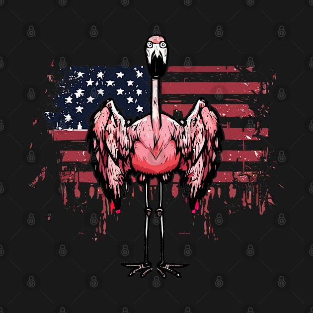 Scary Halloween Flamingo Happy 4th Usa American Flag July Fourth by Outrageous Flavors