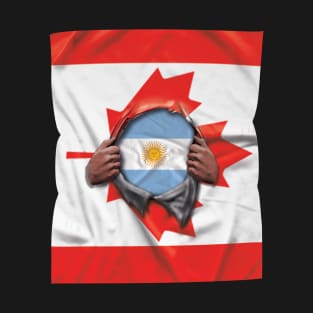 Argentina Flag Canadian Flag Ripped Open - Gift for Argentinian From Argentina T-Shirt