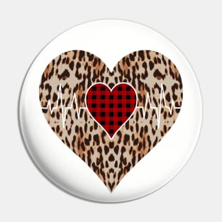 Women’s Striped Plaid Printed Heart Valentine's Day Pin