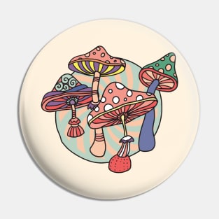 Retro Trippy  Mushrooms Pin