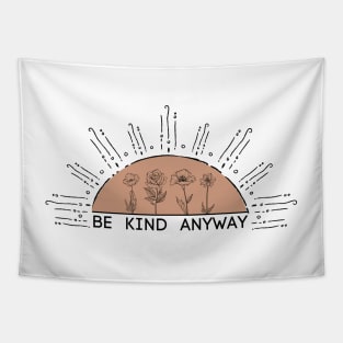 Be Kind Anyway Sunset Boho Nude Minimalist Design Tapestry