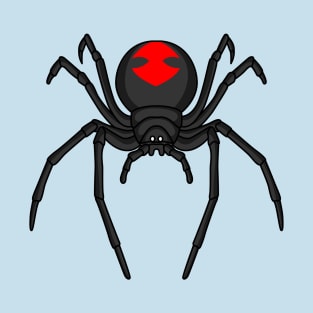 Scary black widow spider cartoon illustration T-Shirt