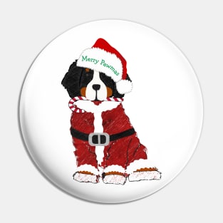 Cute Christmas Bernese Mt Dog Santa Paws Pin