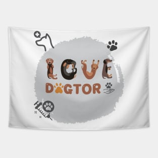 Veterinarian Gifts: Love Dogtor Dog Typography Tapestry