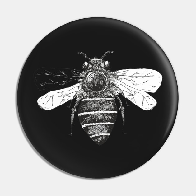 Pen and Ink Bee Design Black and White Pin by Richardsonh25