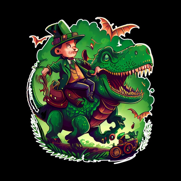 Funny Leprechaun Riding T-rex by TriHarder12