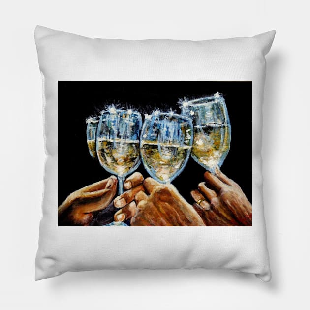 WHITE WINE CHEERS Pillow by MackenzieTar