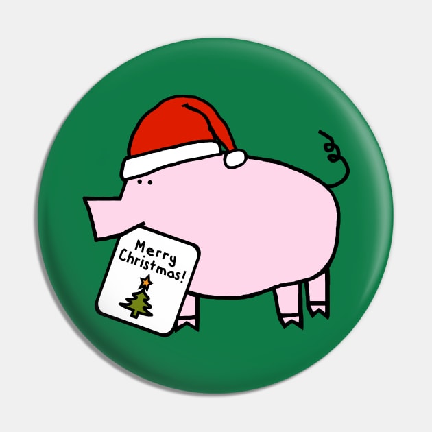 Cute Pig Says Merry Christmas Pin by ellenhenryart