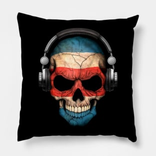 Dark Skull Deejay with Costa Rican Flag Pillow