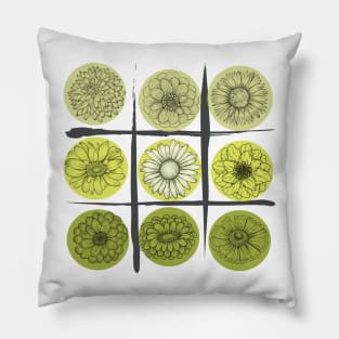 Group of 9 flower heads in a grid Pillow